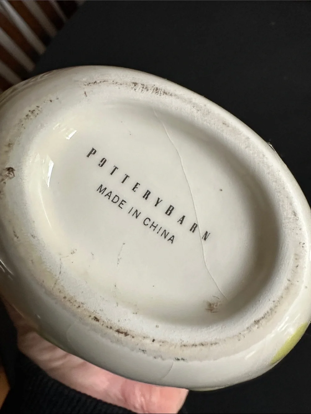 Pottery Barn Cream Ceramic Vase with Lime Dot Detail. Vintage - Picture 2 of 6